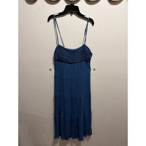 KIRIOUS LOS ANGELES Blue Tiered Spaghetti Strap Dress Cutout Back Size Small